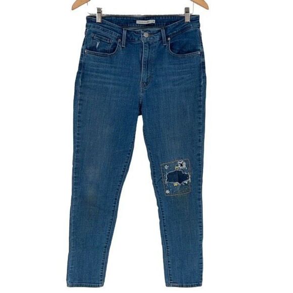Levi’s Womens Embroidered Stretch 721 High Rise‎ Skinny Leg Jeans Blue Size 31 - Picture 1 of 10